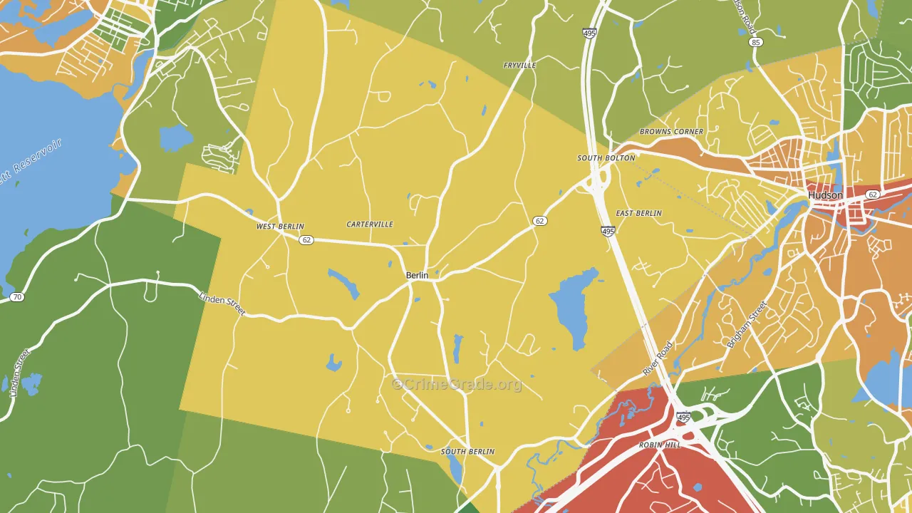 Berlin, MA Map of Burglary Rates