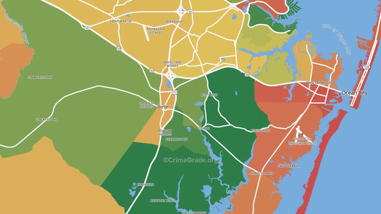 Berlin, MD Map of Burglary Rates