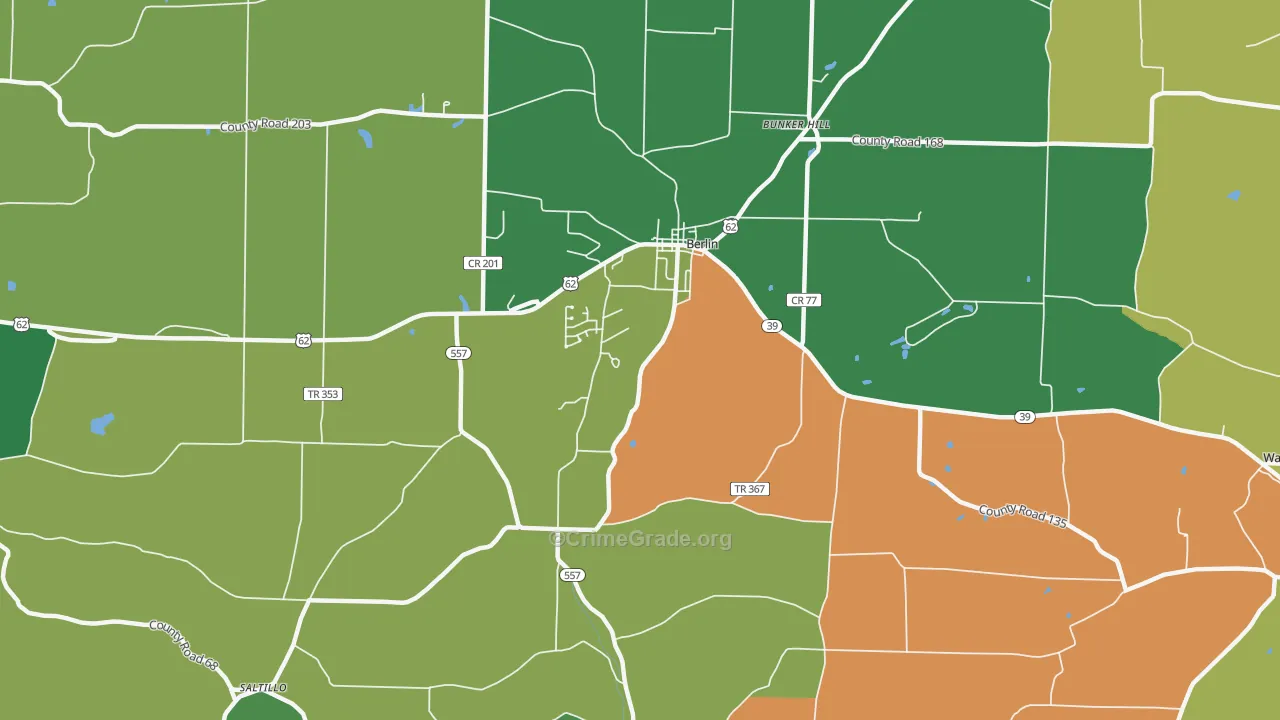 Berlin, OH Map of Burglary Rates