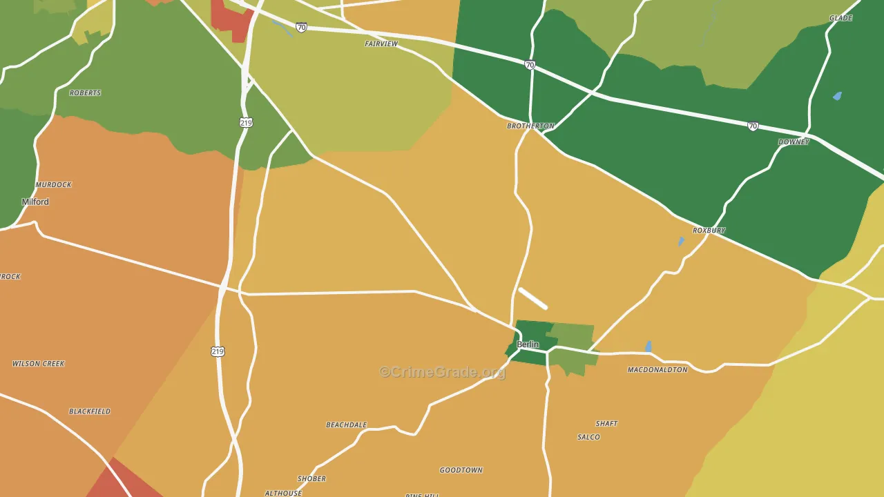 Berlin, PA Map of Burglary Rates