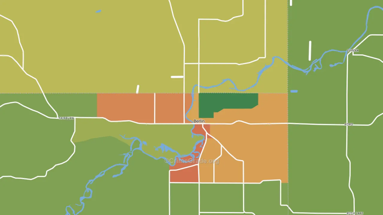 Berlin, WI Map of Burglary Rates
