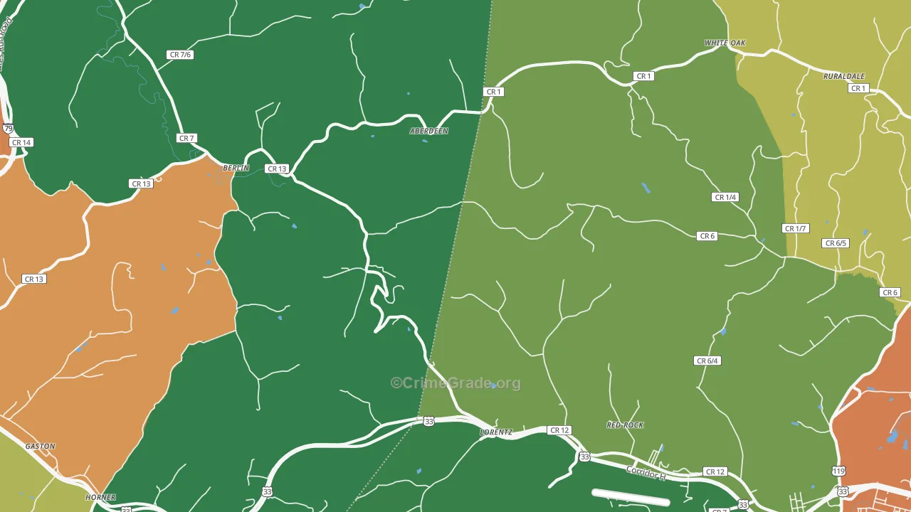Berlin, WV Map of Burglary Rates