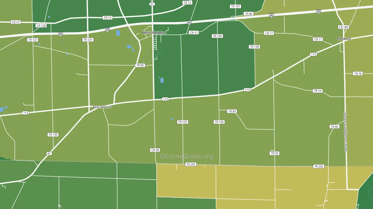 Berlinville, OH Map of Burglary Rates