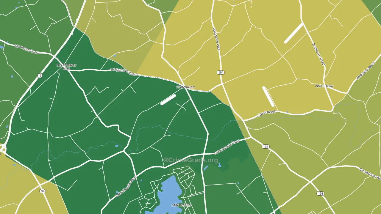 Bermudian, PA Map of Burglary Rates