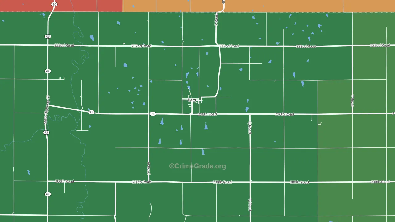 Bern, KS Map of Burglary Rates