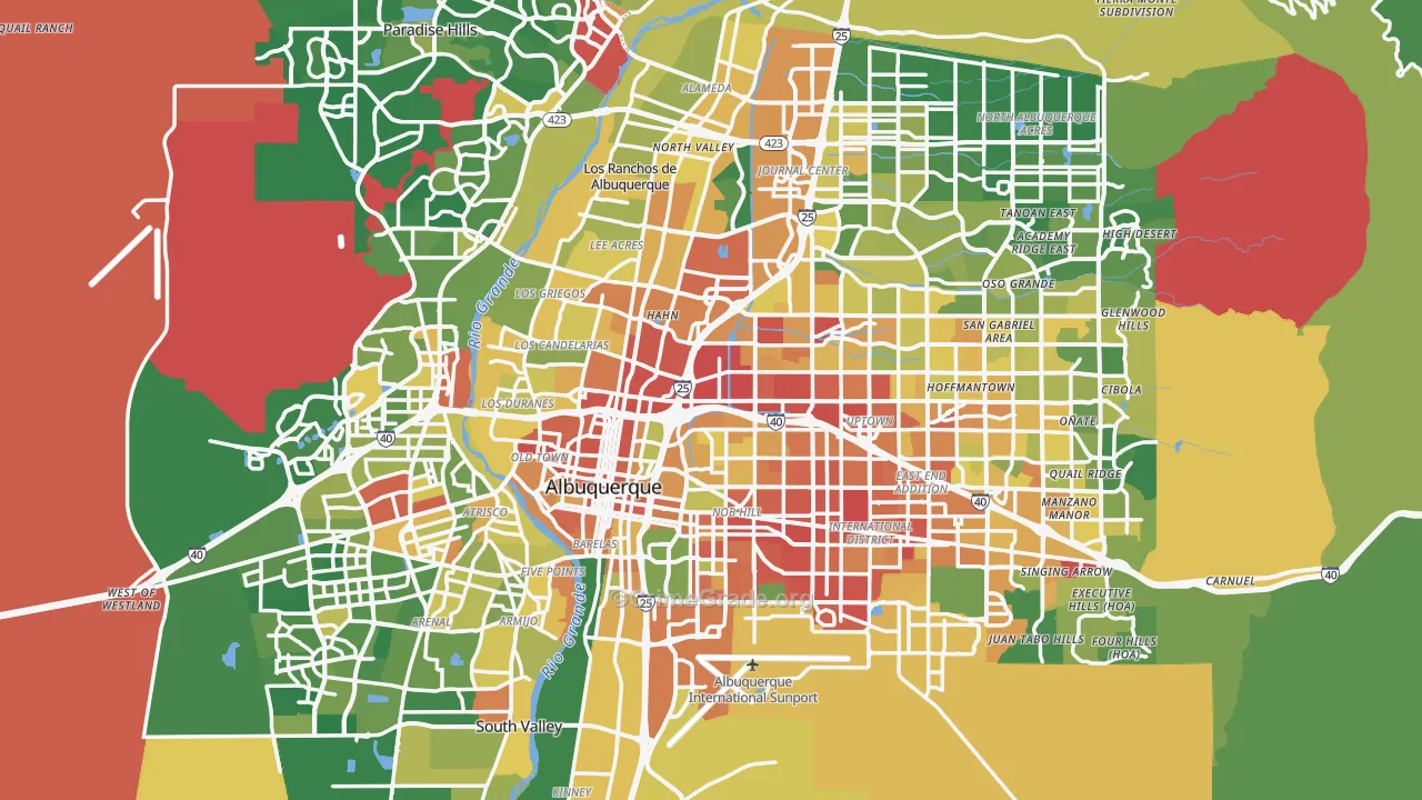 Bernalillo County, NM Map of Burglary Rates
