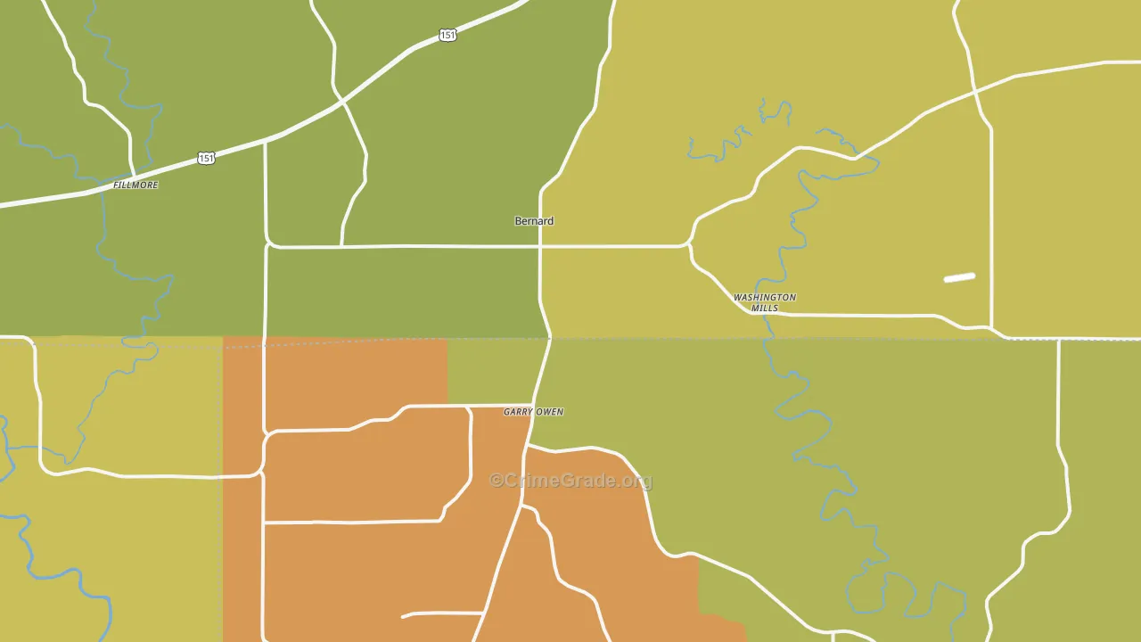 Bernard, IA Map of Burglary Rates
