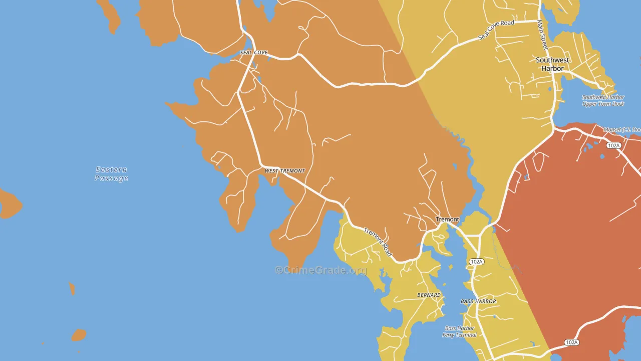 Bernard, ME Map of Burglary Rates