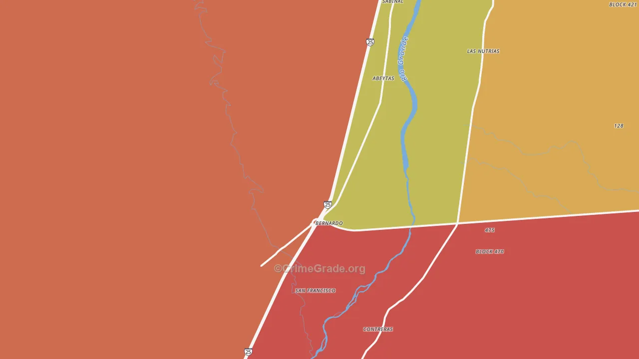 Bernardo, NM Map of Burglary Rates