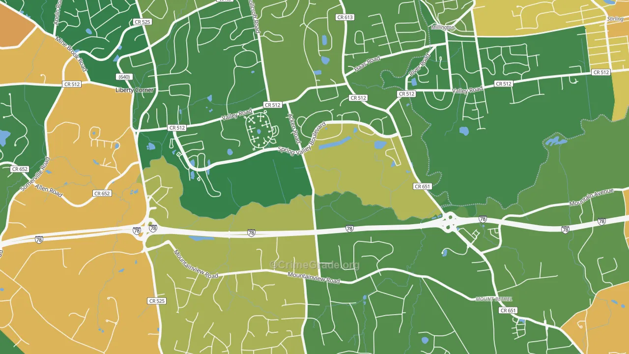 Bernards, NJ Map of Burglary Rates