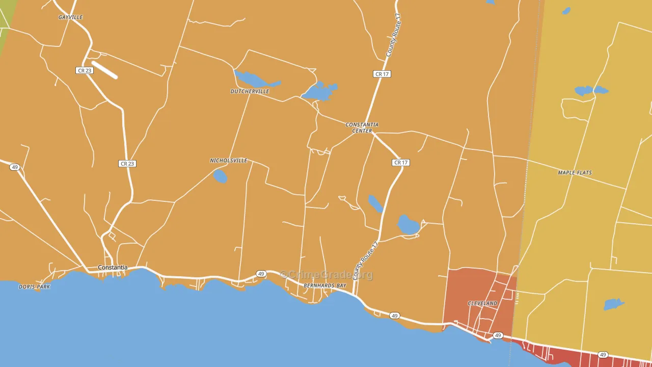 Bernhards Bay, NY Map of Burglary Rates