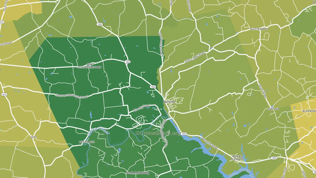 Bernville, PA Map of Burglary Rates