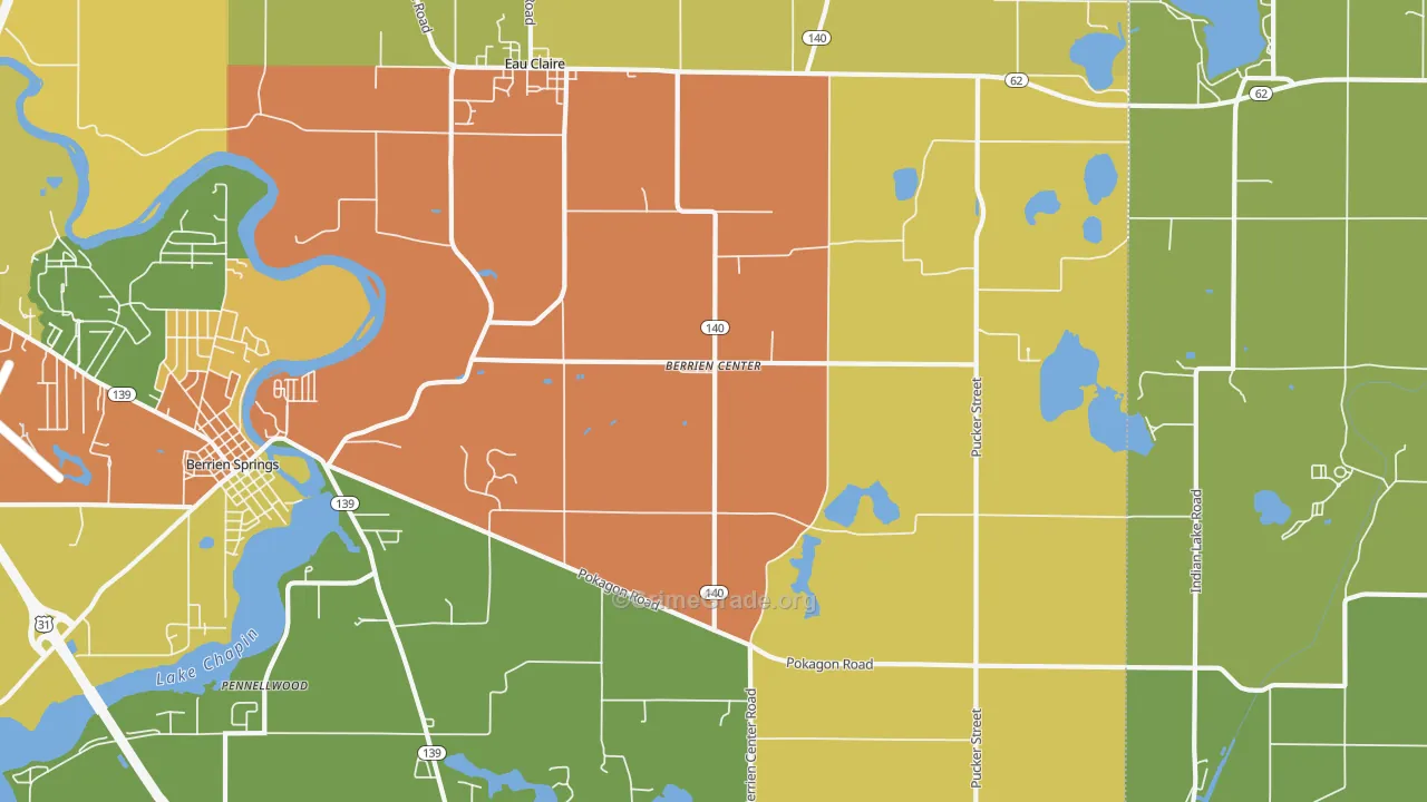 Berrien Center, MI Map of Burglary Rates