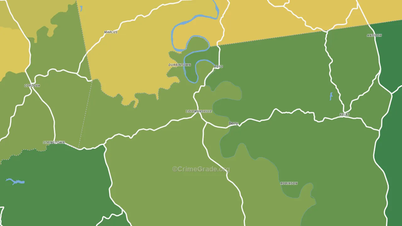 Berry, KY Map of Burglary Rates