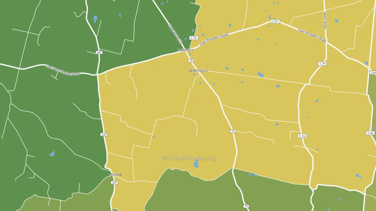 Berrysville, OH Map of Burglary Rates