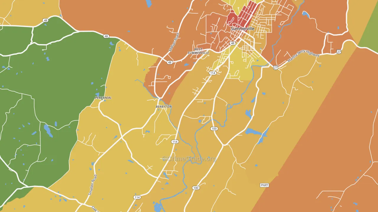 Berryton, GA Map of Burglary Rates