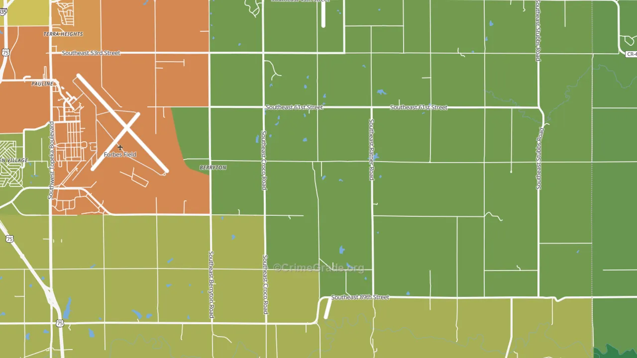 Berryton, KS Map of Burglary Rates