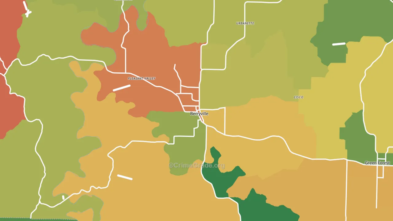 Berryville, AR Map of Burglary Rates