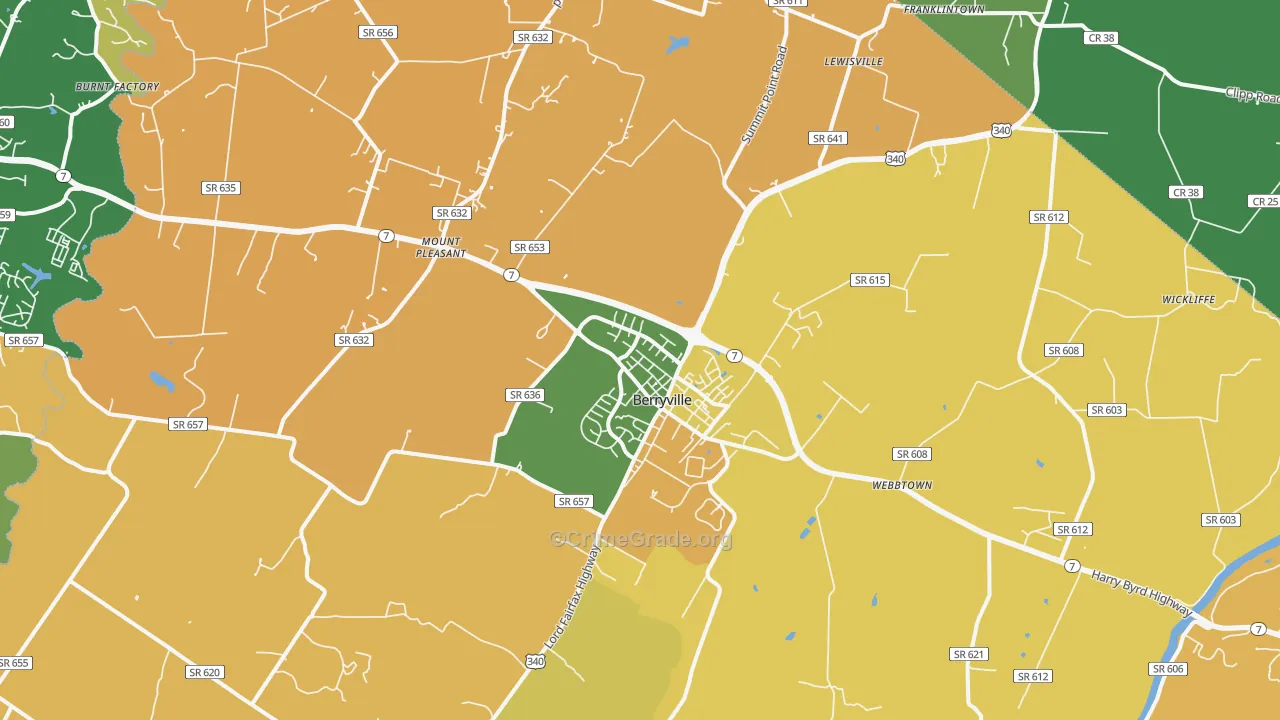 Berryville, VA Map of Burglary Rates