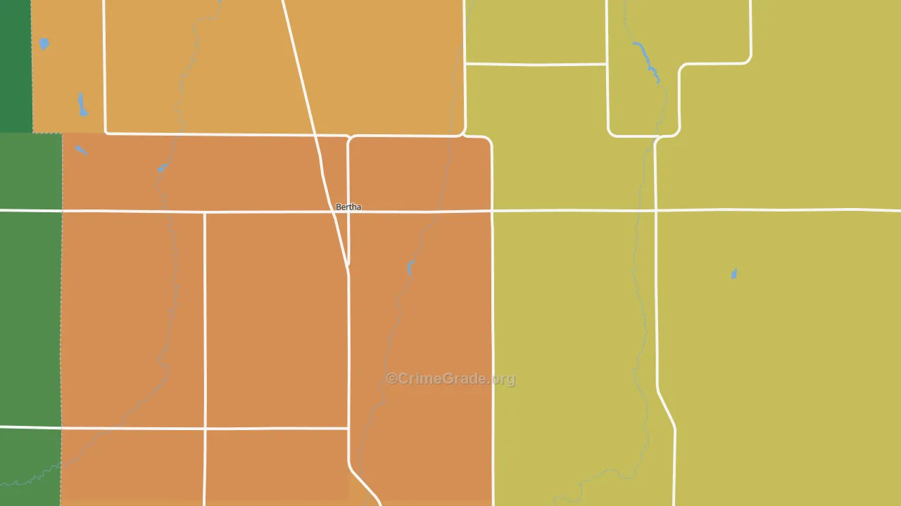 Bertha, MN Map of Burglary Rates