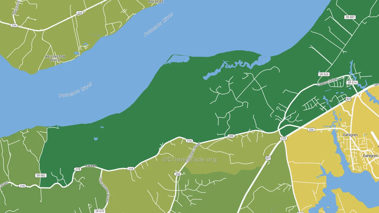Berthaville, VA Map of Burglary Rates