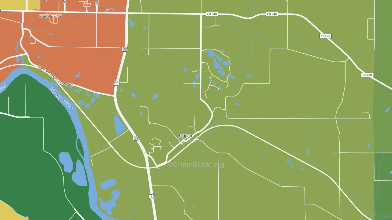 Bertram, IA Map of Burglary Rates