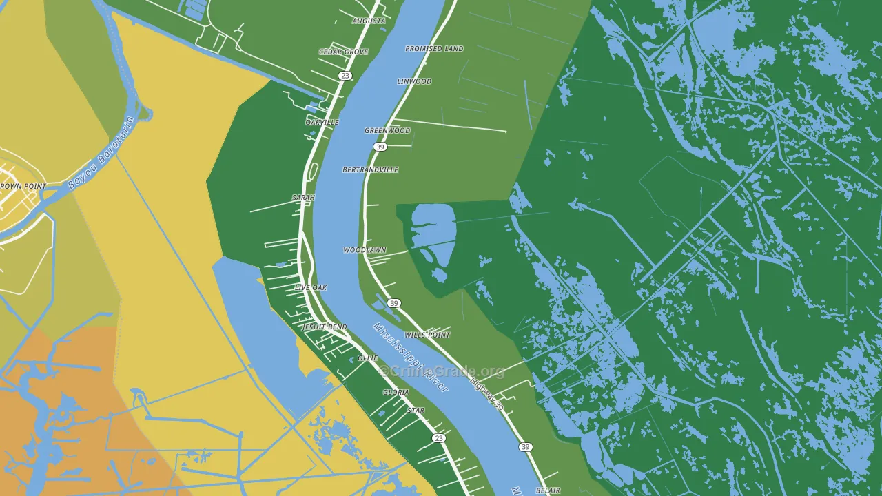 Bertrandville, LA Map of Burglary Rates