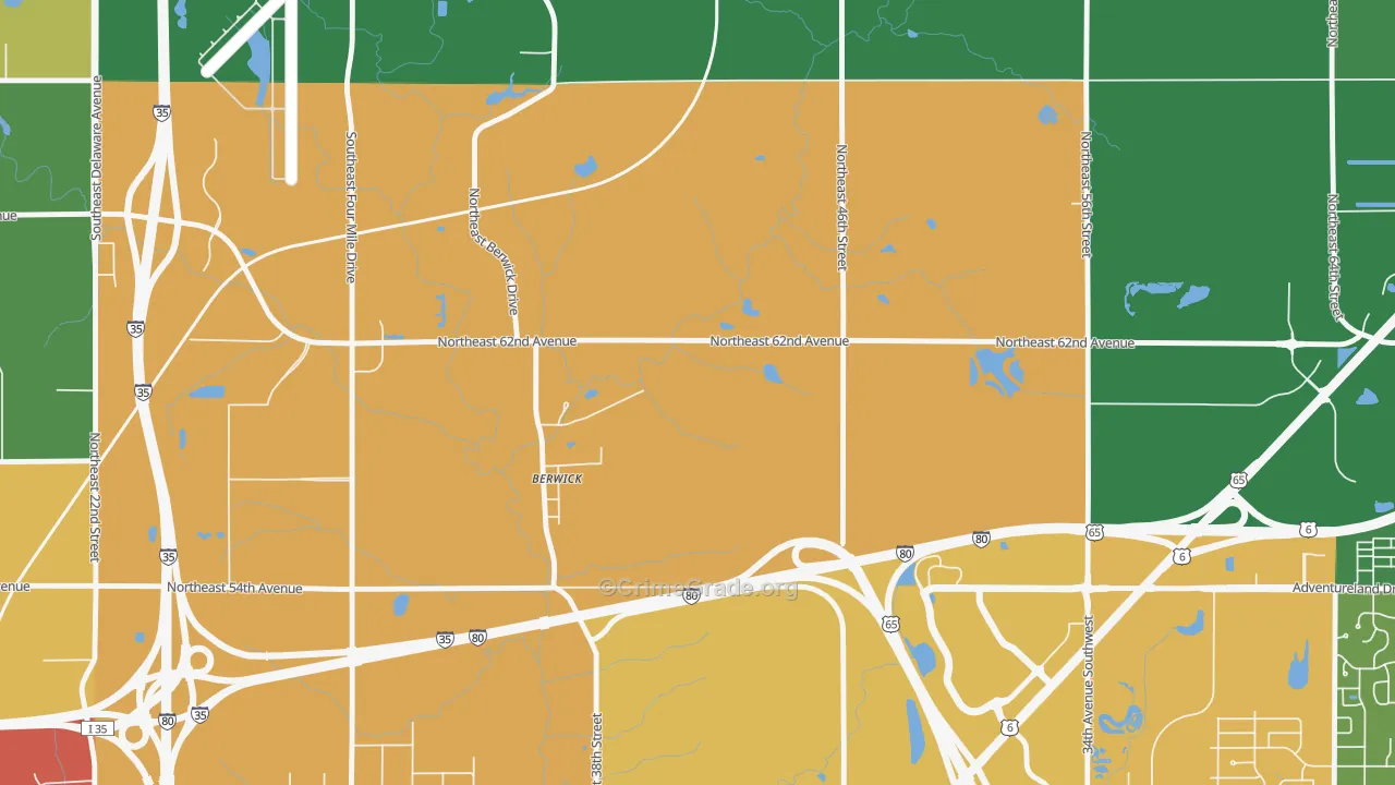 Berwick, IA Map of Burglary Rates