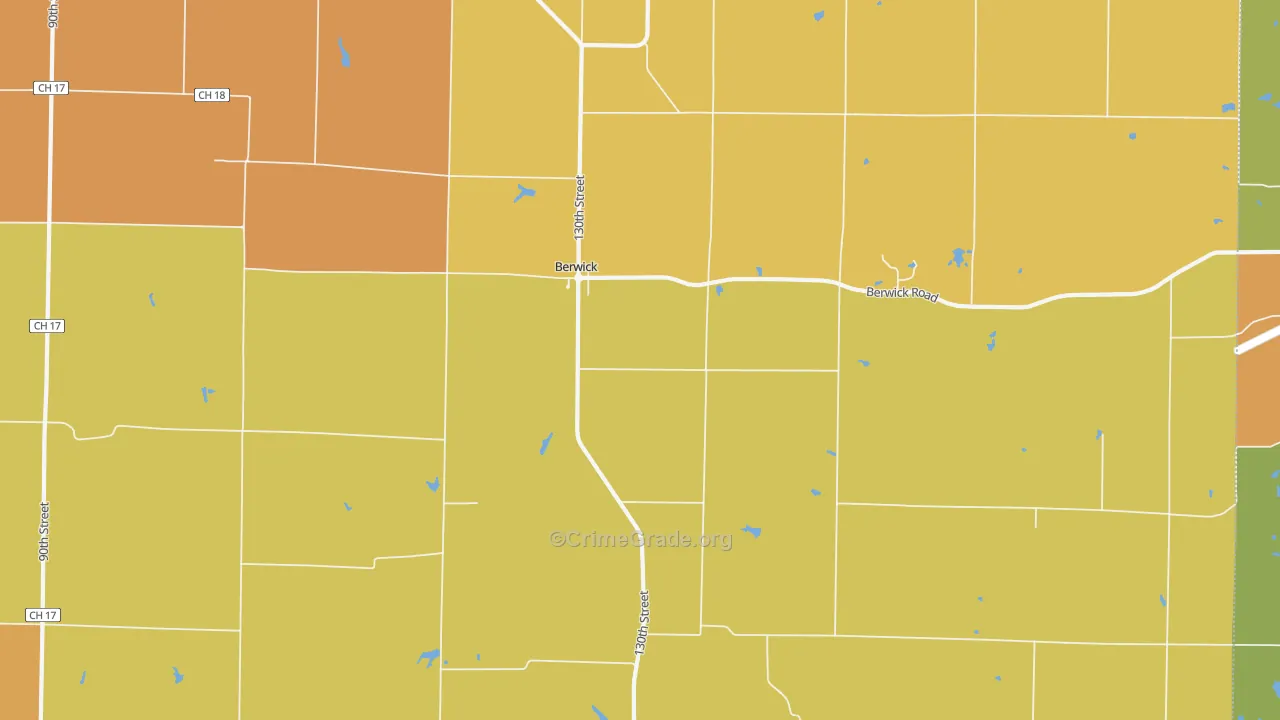 Berwick, IL Map of Burglary Rates