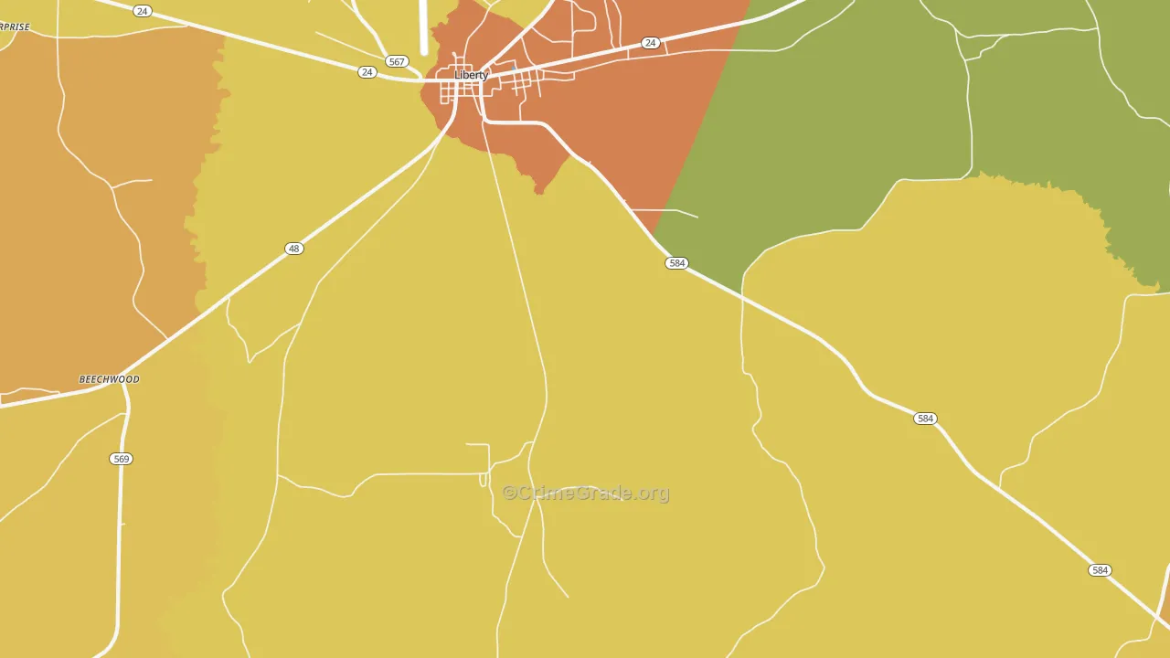 Berwick, MS Map of Burglary Rates