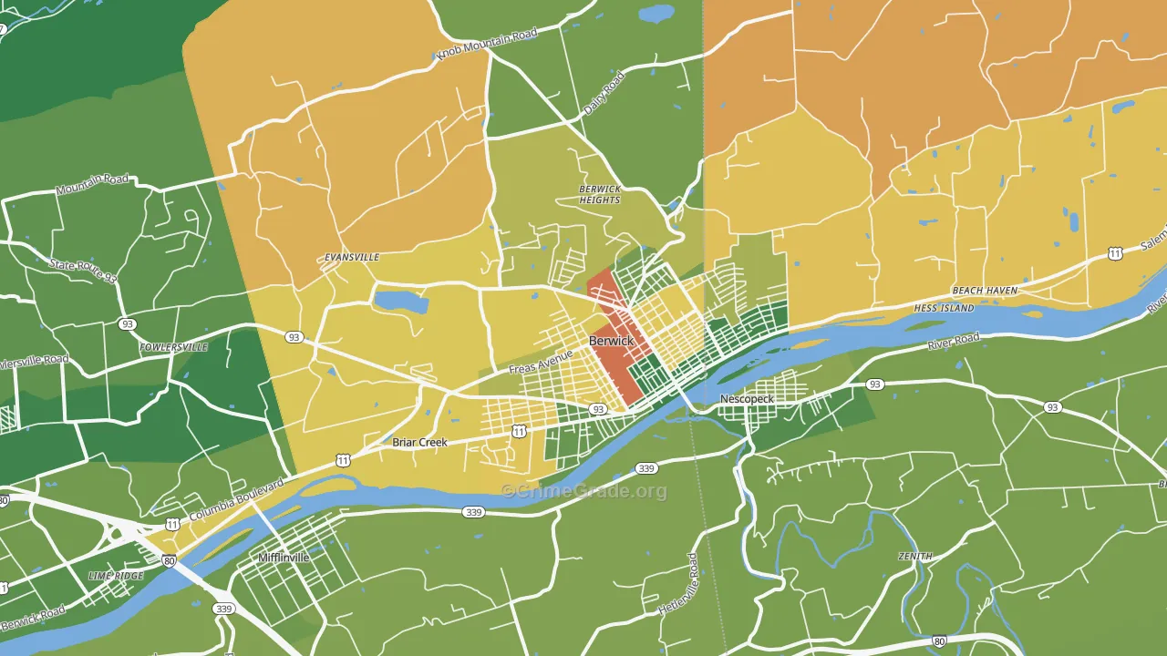Berwick, PA Map of Burglary Rates
