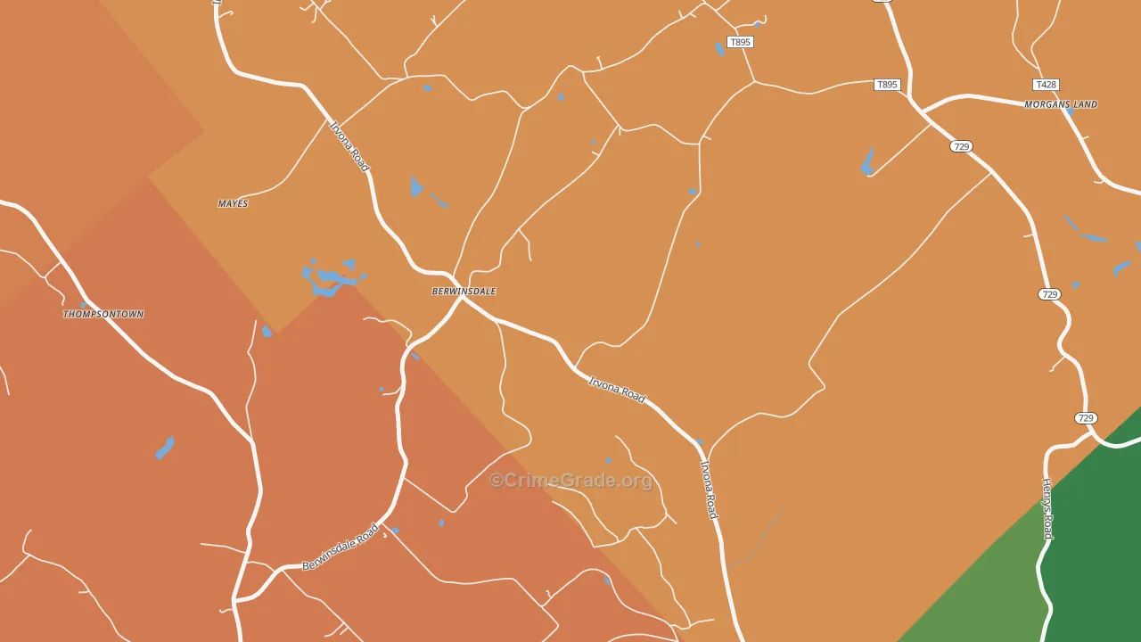 Berwinsdale, PA Map of Burglary Rates