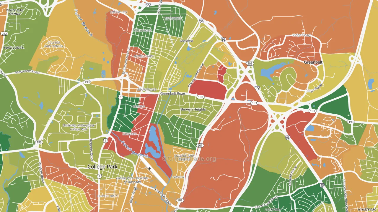 Berwyn Heights, MD Map of Burglary Rates