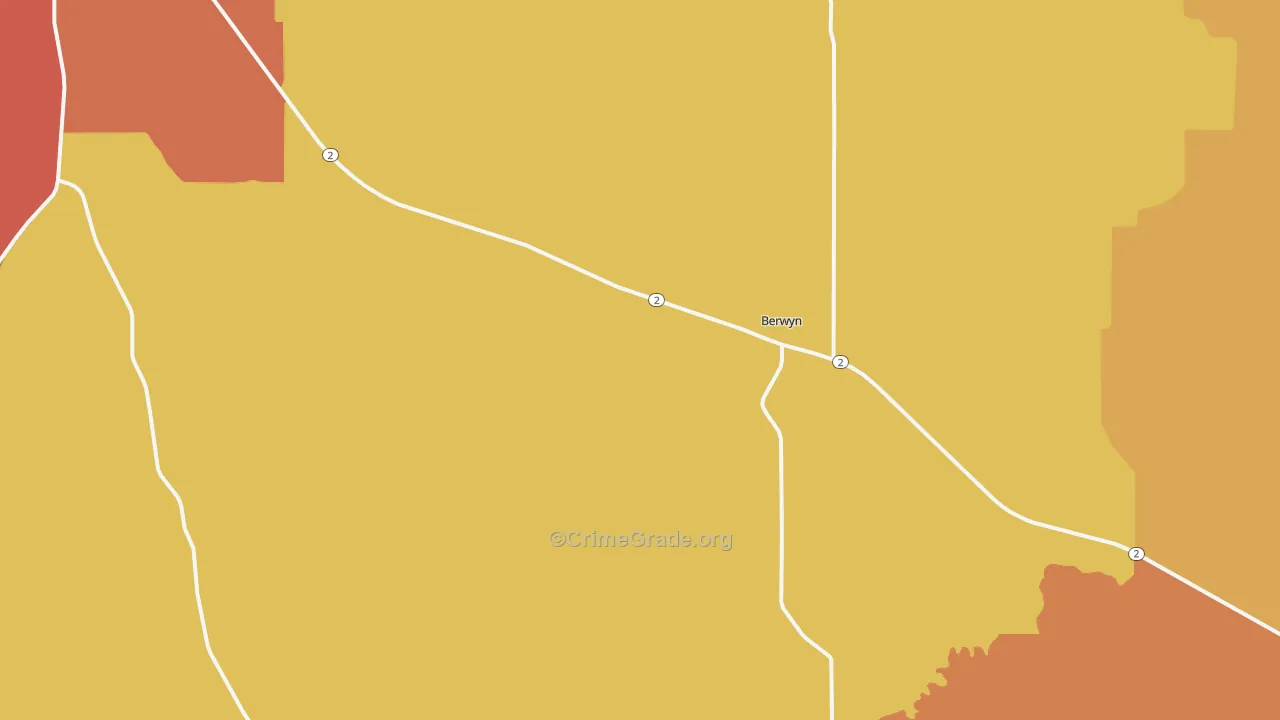 Berwyn, NE Map of Burglary Rates