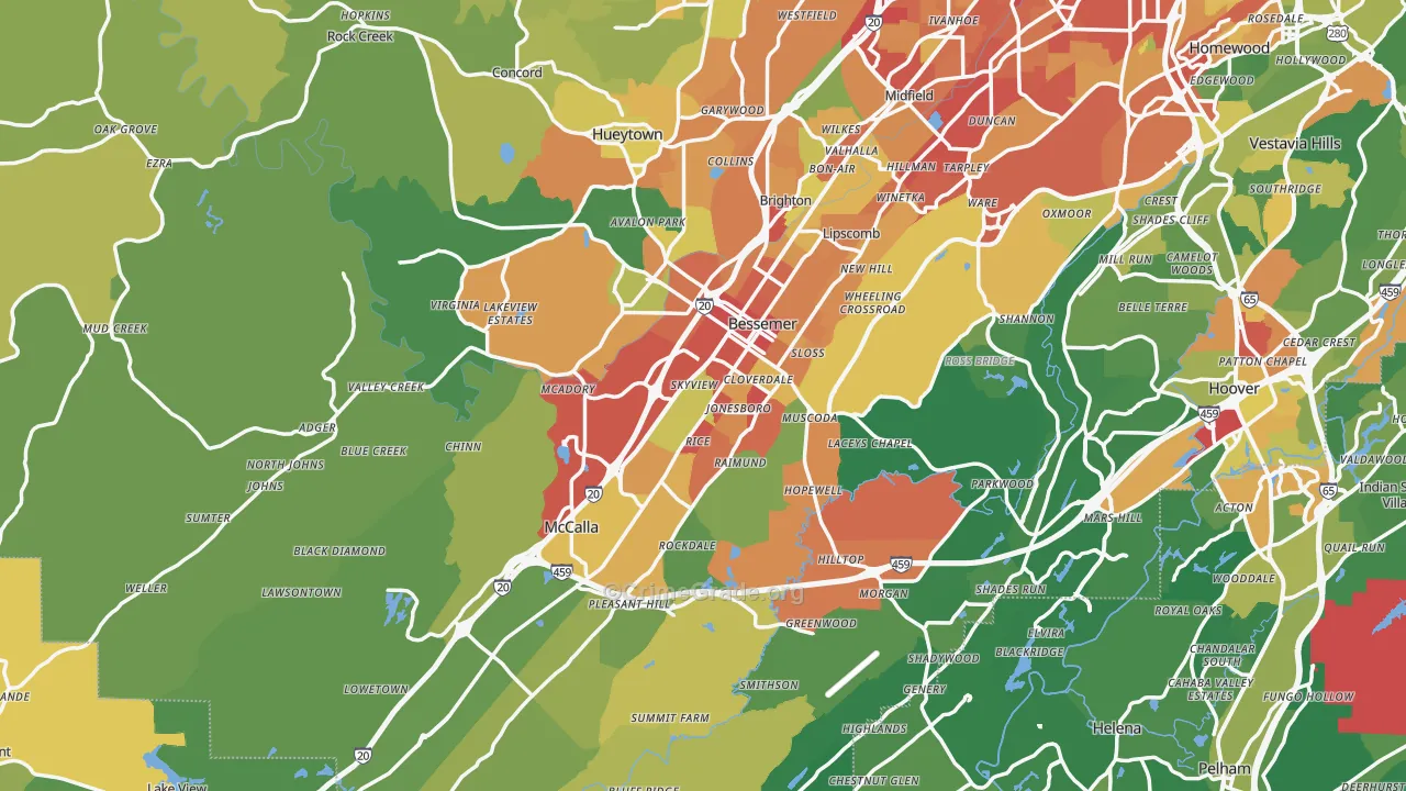 Bessemer, AL Map of Burglary Rates