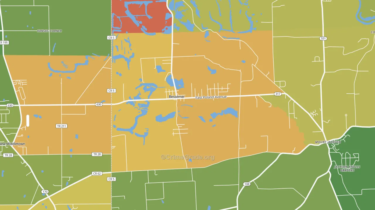Bessemer, PA Map of Burglary Rates