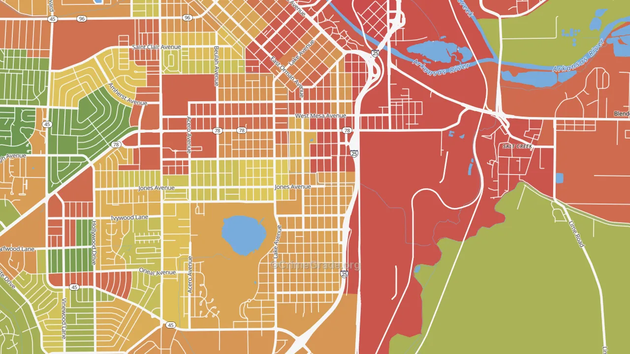 Bessemer, Pueblo, CO Map of Burglary Rates