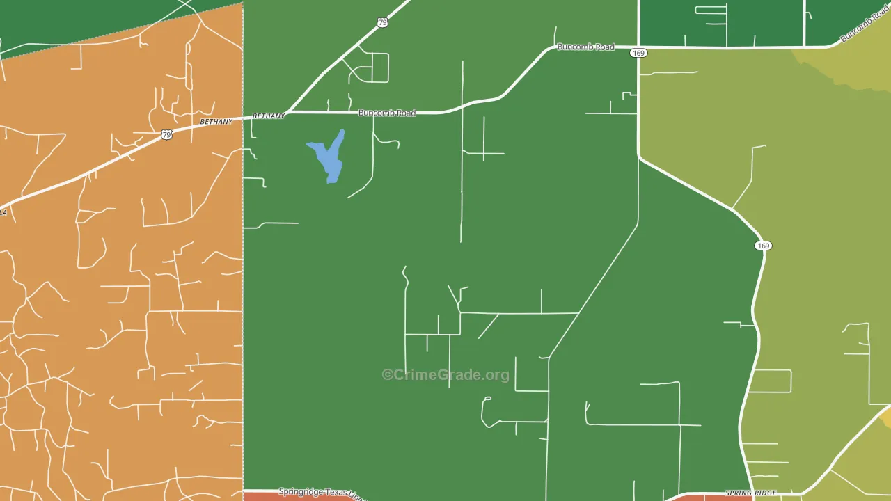 Bethany, LA Map of Burglary Rates