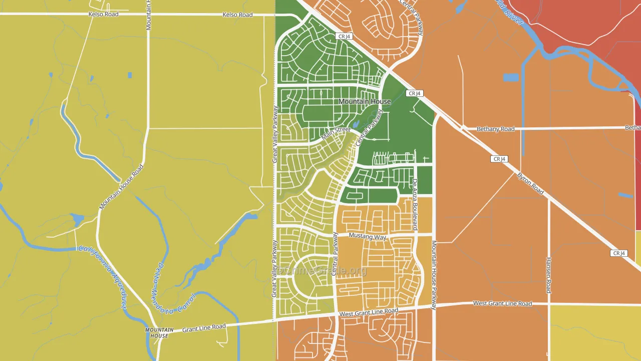 Bethany, Mountain House, CA Map of Burglary Rates