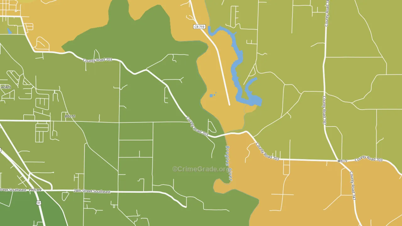 Bethel, AL Map of Burglary Rates
