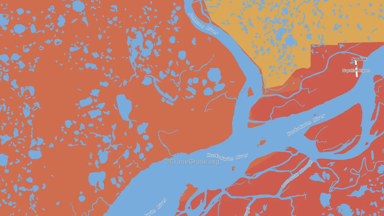 Bethel Census Area, AK Map of Burglary Rates