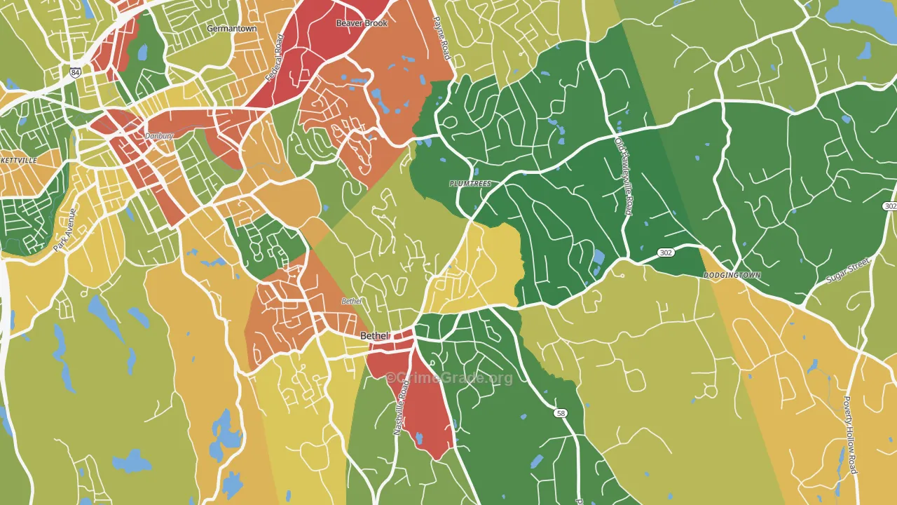 Bethel, CT Map of Burglary Rates
