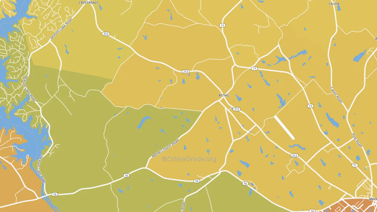 Bethel, GA Map of Burglary Rates