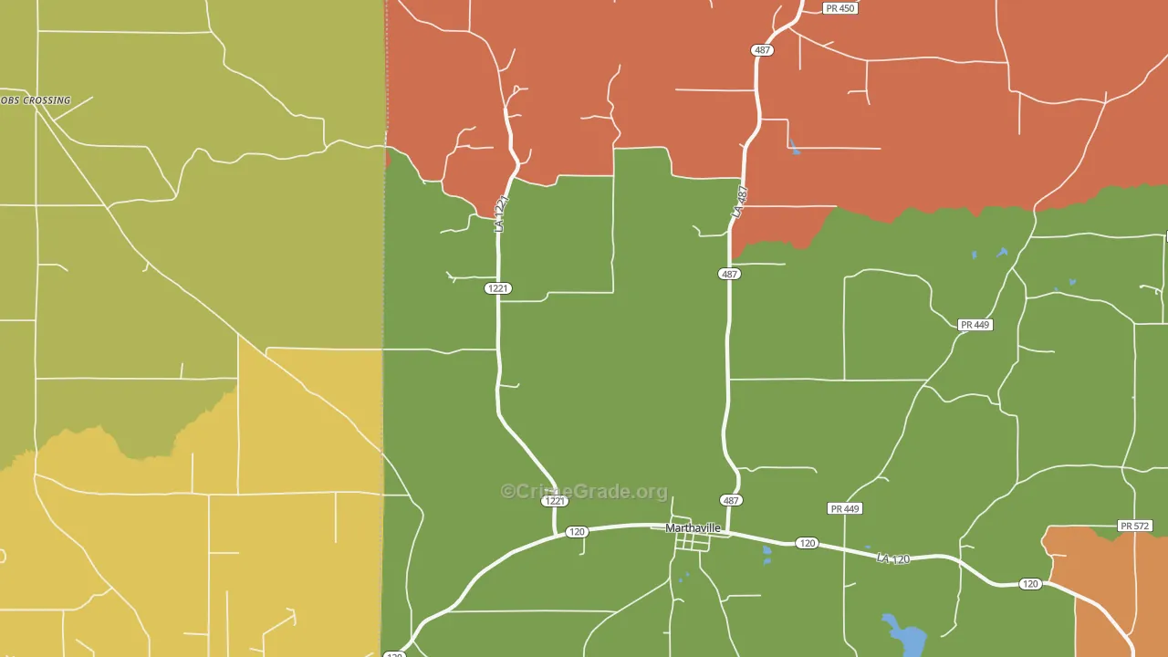 Bethel, LA Map of Burglary Rates