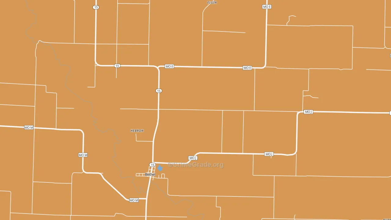 Bethel, MO Map of Burglary Rates