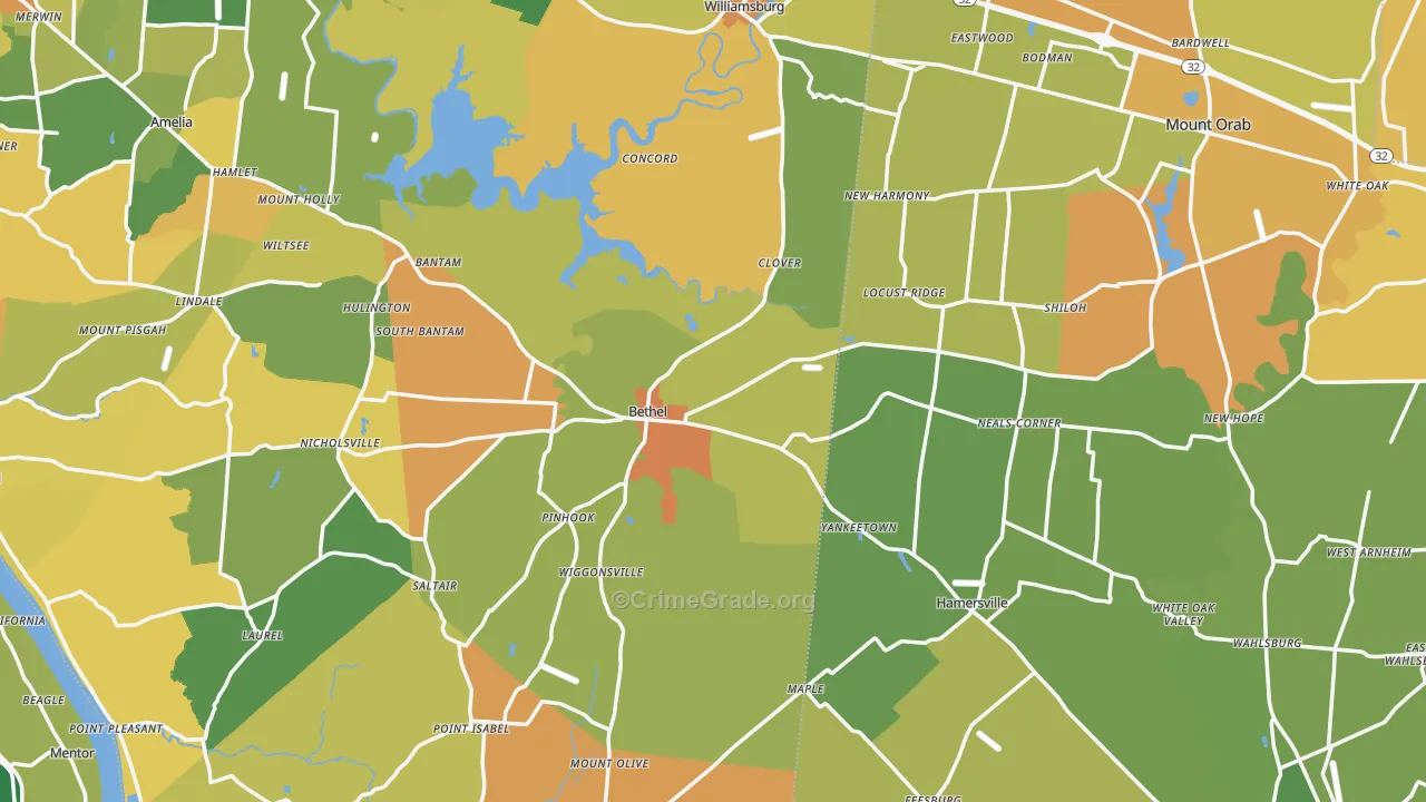 Bethel, OH Map of Burglary Rates
