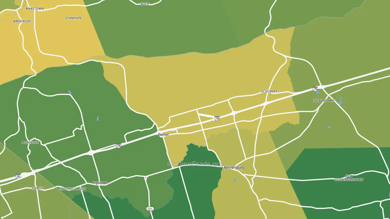 Bethel, PA Map of Burglary Rates