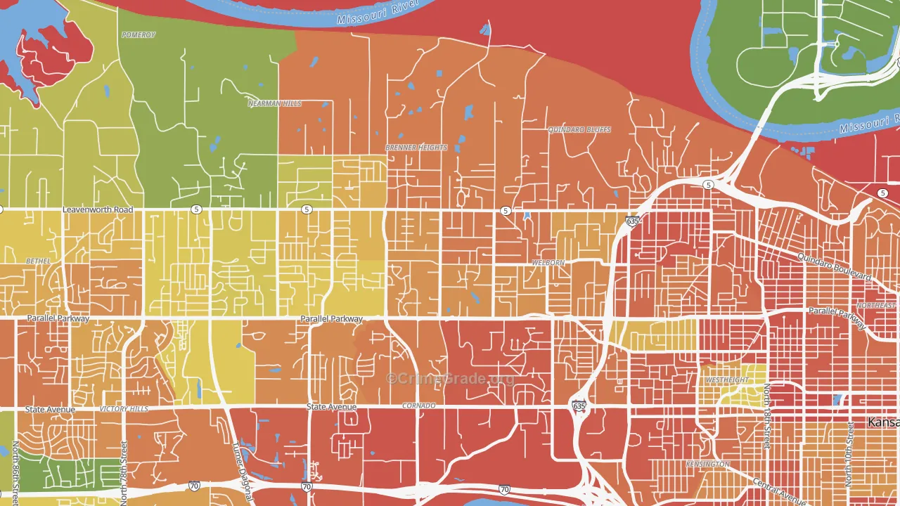 Bethel Welborn, Kansas City, KS Map of Burglary Rates