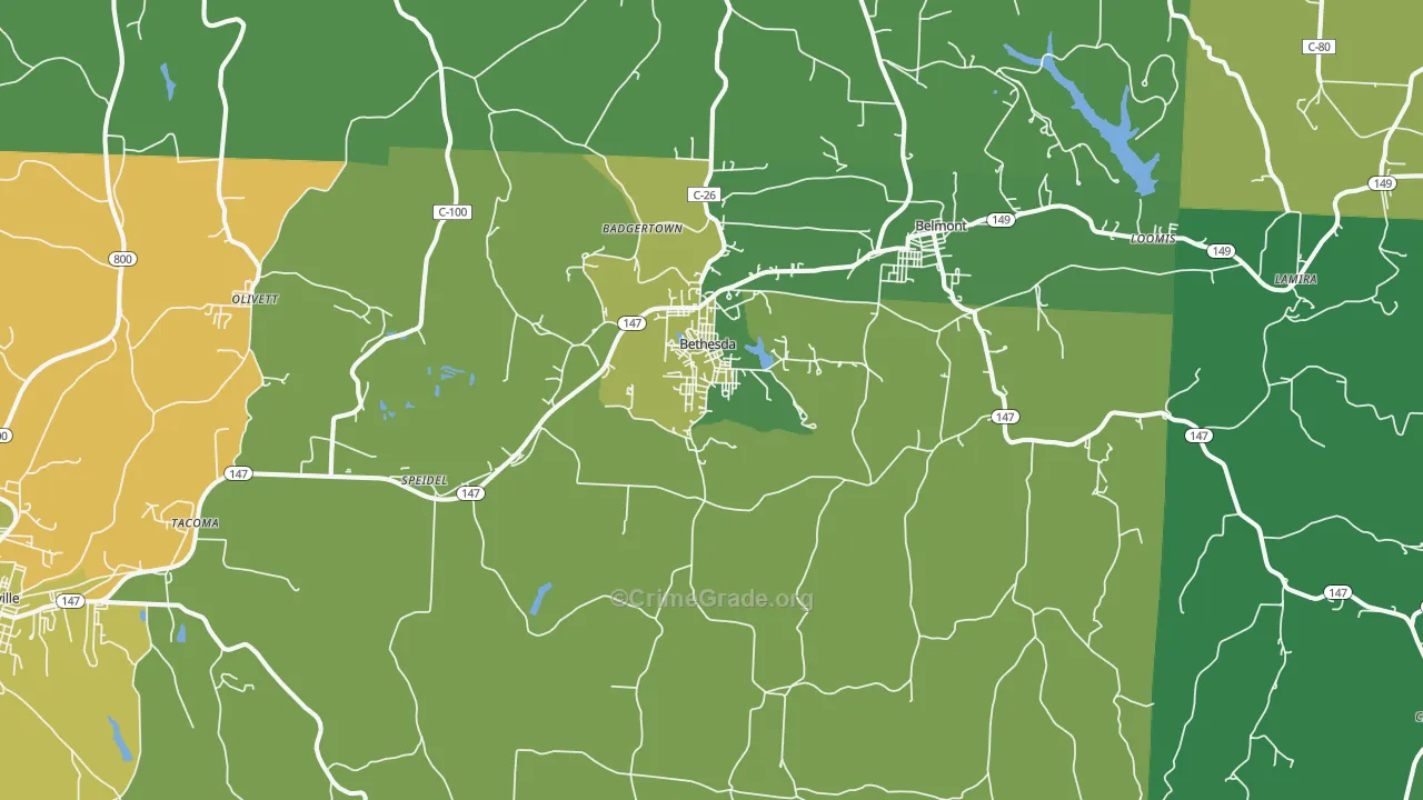 Bethesda, OH Map of Burglary Rates