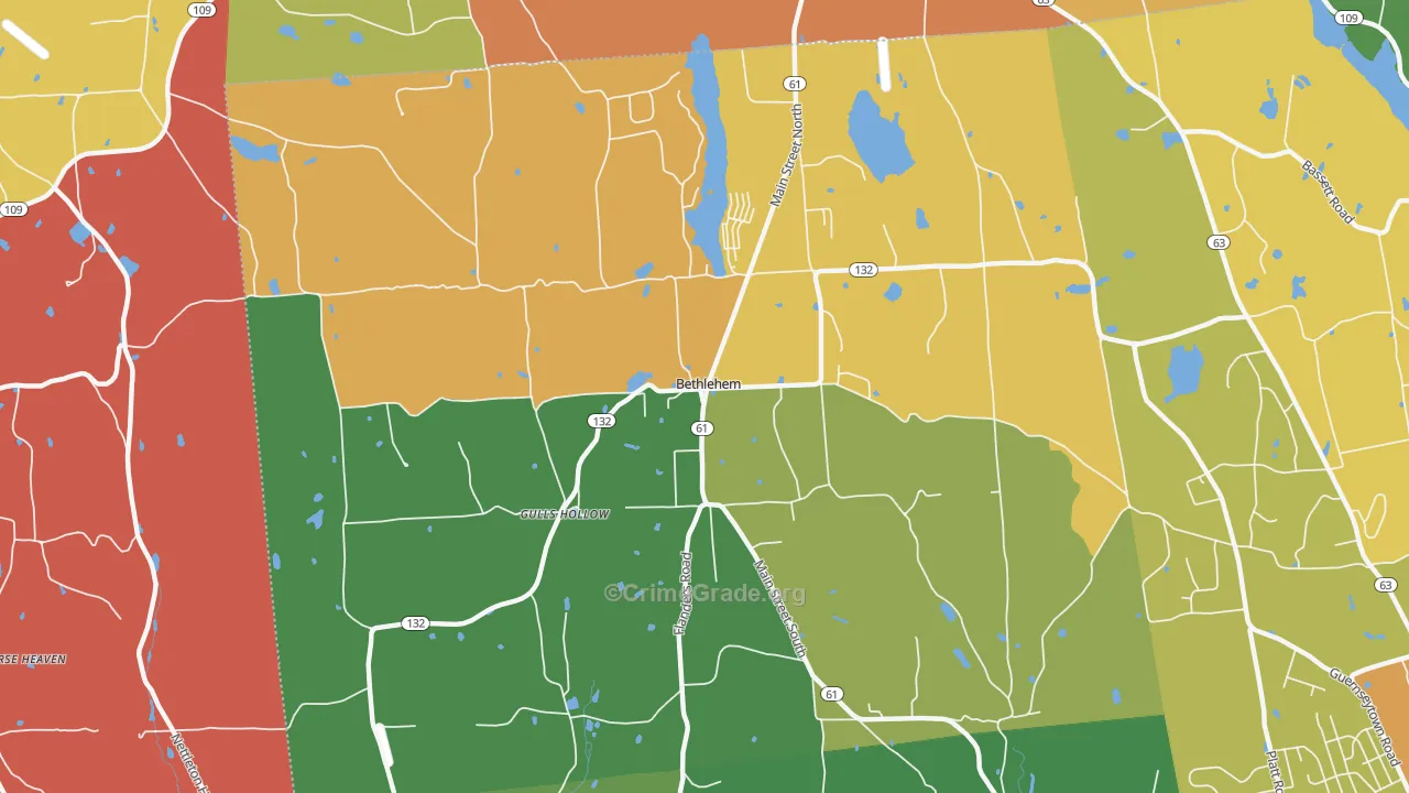 Bethlehem, CT Map of Burglary Rates